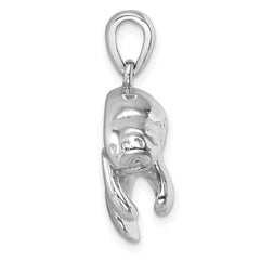 Sterling Silver Rhodium-Plated Medium Manatee Pendant PLP-027