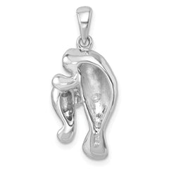 Sterling Silver Rhodium-plated Polished Manatee and Baby Pendant PLP-028