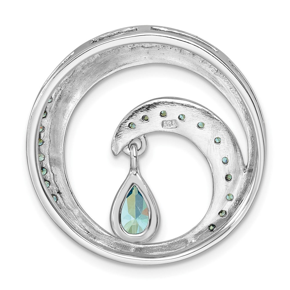 Sterling Silver Rhodium-Plated Polished CZ Wave Chain Slide PLP-029