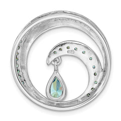 Sterling Silver Rhodium-Plated Polished CZ Wave Chain Slide PLP-029