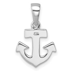 Sterling Silver Rhodium-Plated Polished Anchor Pendant PLP-031