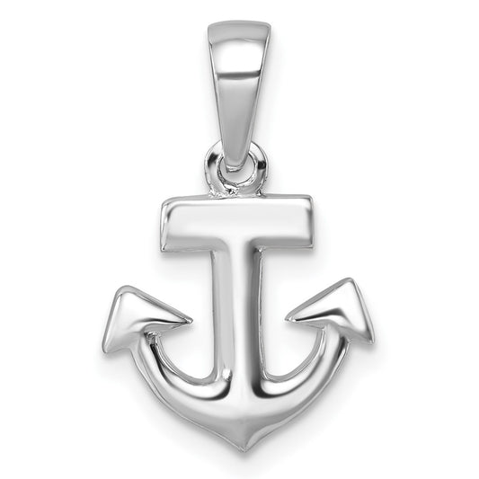 Sterling Silver Rhodium-Plated Polished Anchor Pendant PLP-031