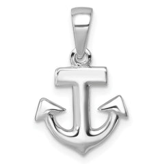 Sterling Silver Rhodium-Plated Polished Anchor Pendant PLP-031
