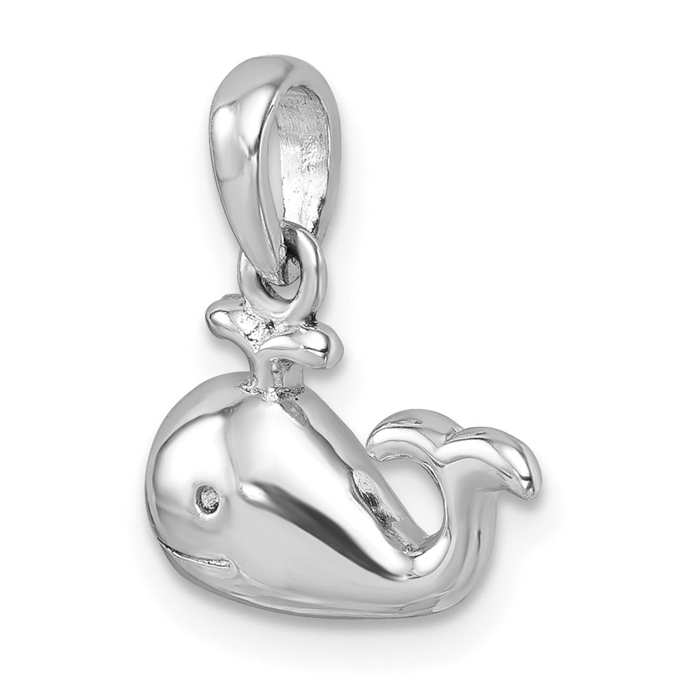 Sterling Silver Rhodium-Plated Polished Whale Pendant PLP-040