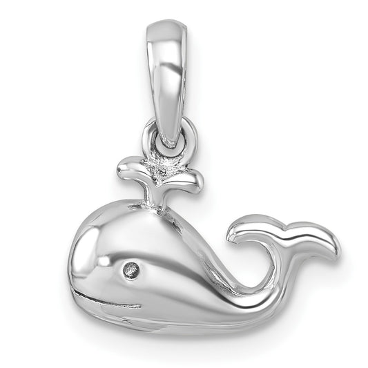Sterling Silver Rhodium-Plated Polished Whale Pendant PLP-040