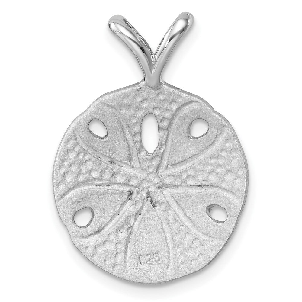 Sterling Silver Rhodium-Plated Polished and Brushed Sand Dollar Pendant PLP-043