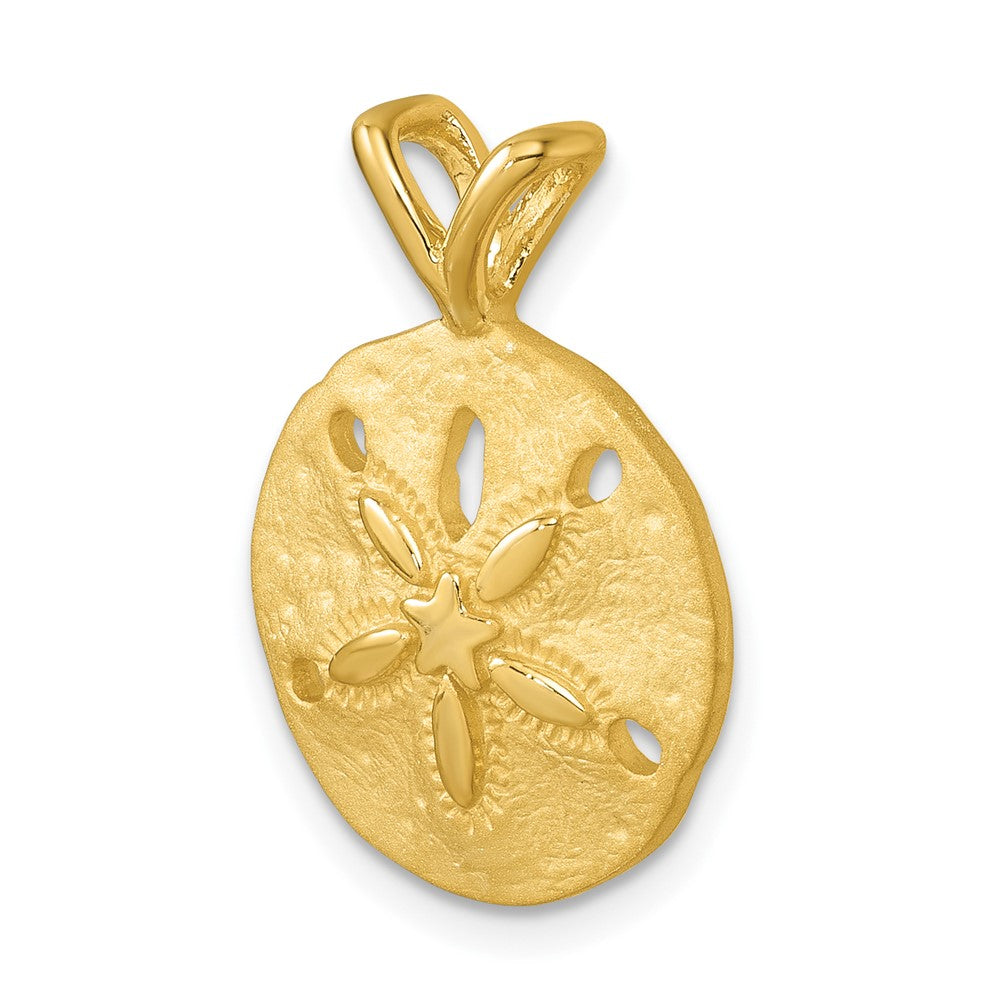 Sterling Silver Rhodium-plated Gold-tone Polished and Brushed Sand Dollar Pendant PLP-043V