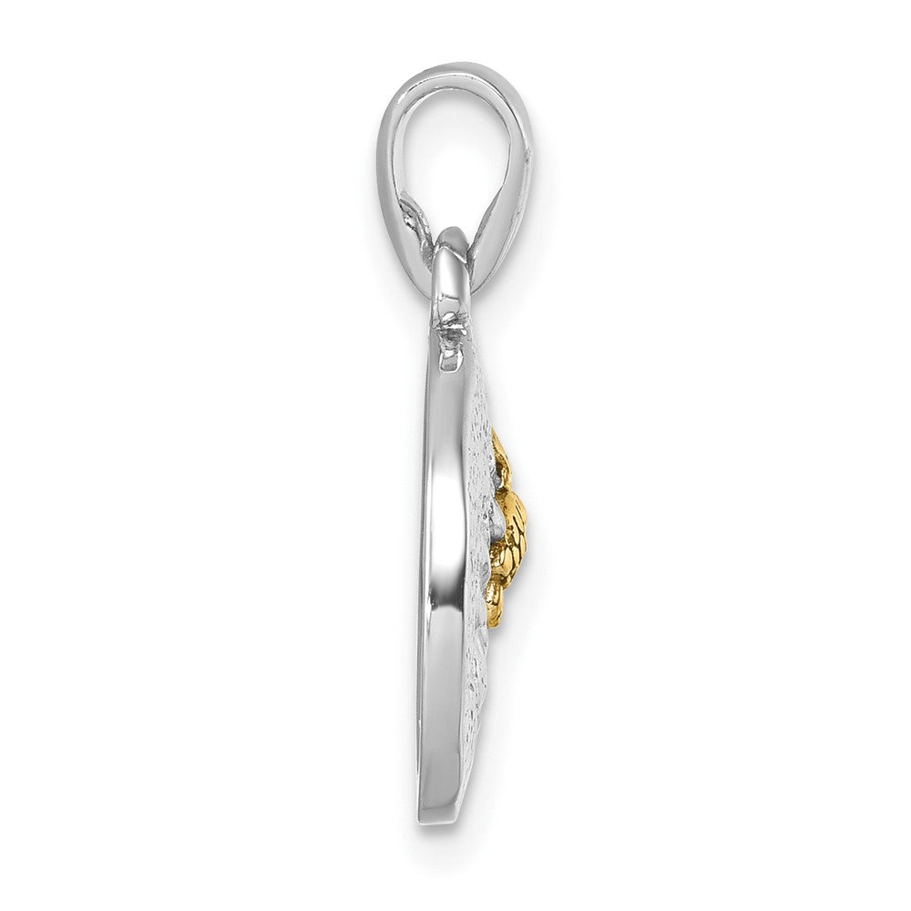 Sterling Silver Rhodium-plated Gold-tone Textured Turtle Crawling In The Sand Pendant PLP-047