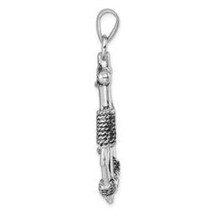 Sterling Silver Rhodium-Plated Polished Anchor Pendant PLP-066