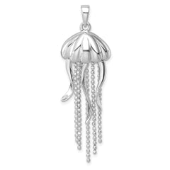 Sterling Silver Rhodium-plated Polished Moveable Jelly Fish Pendant PLP-100