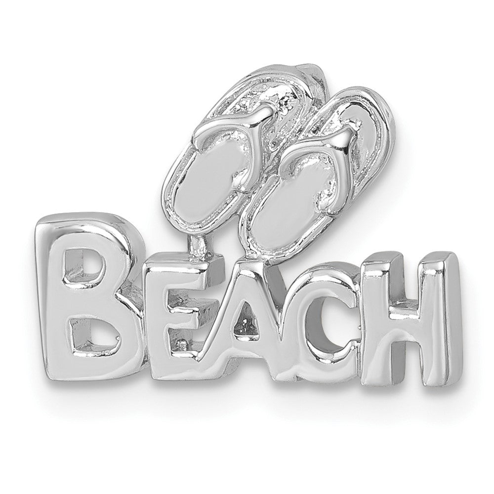 Sterling Silver Rh-Plated Polished Double Flipflop & 'Beach' Chain Slide PLP-101