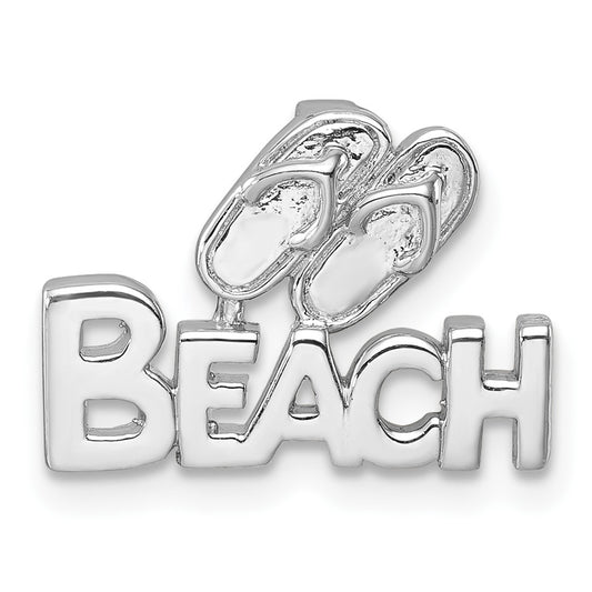 Sterling Silver Rh-Plated Polished Double Flipflop & 'Beach' Chain Slide PLP-101