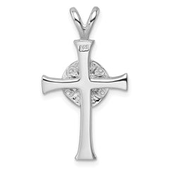Sterling Silver Rhodium-Plated Polished and Brushed Sand Dollar Cross Pendant PLP-104