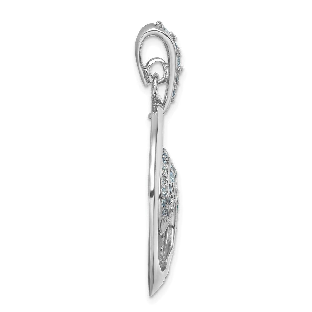 Sterling Silver Rhodium-Plated Polished CZ Wave Pendant PLP-214
