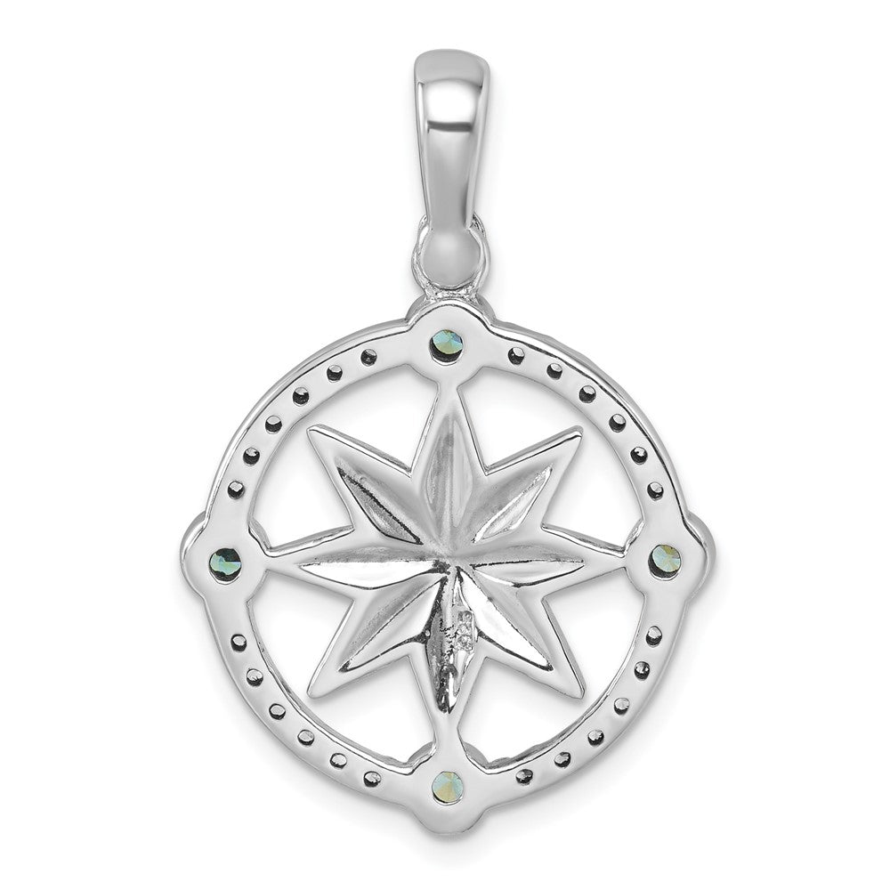 Sterling Silver Rhodium-Plated Polished CZ Compass Pendant PLP-266