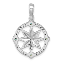 Sterling Silver Rhodium-Plated Polished CZ Compass Pendant PLP-266