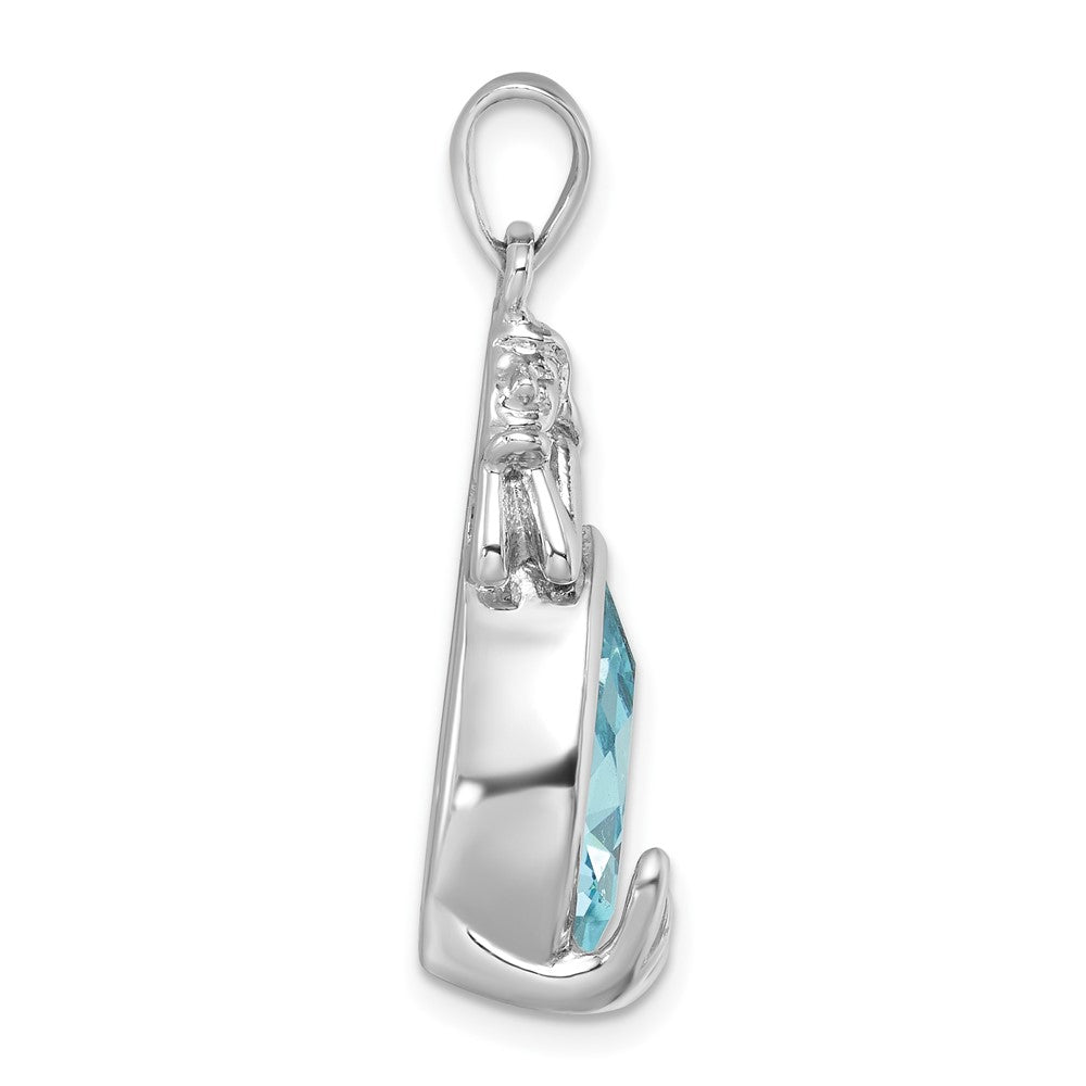 Sterling Silver Rhodium-Plated Polished Crystal Mermaid Pendant PLP-346
