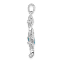 Sterling Silver Rhodium-plated Polished CZ Crab Pendant PLP-355