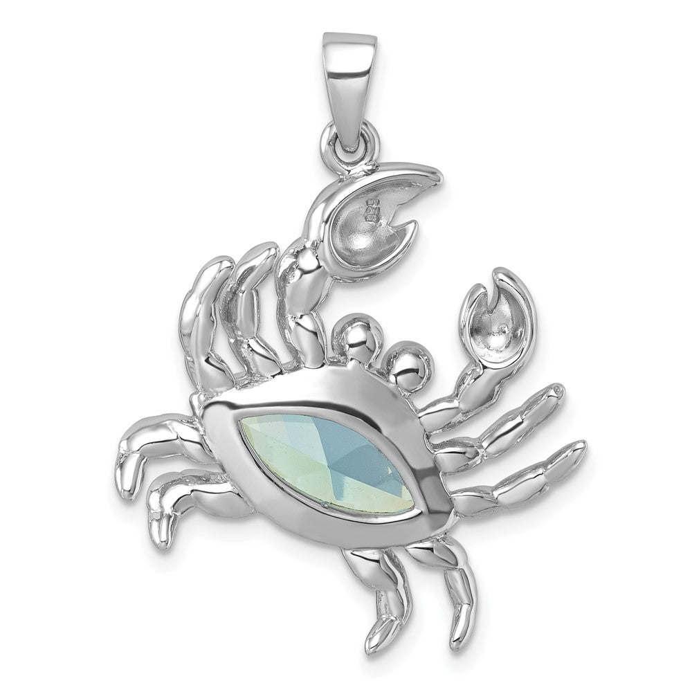 Sterling Silver Rhodium-plated Polished CZ Crab Pendant PLP-355