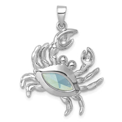 Sterling Silver Rhodium-plated Polished CZ Crab Pendant PLP-355