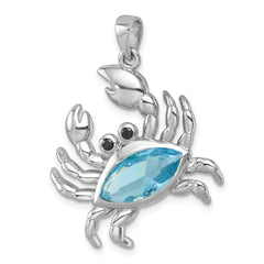 Sterling Silver Rhodium-plated Polished CZ Crab Pendant PLP-355