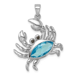 Sterling Silver Rhodium-plated Polished CZ Crab Pendant PLP-355