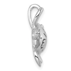 Sterling Silver Rhodium-Plated Polished Flower Back Turtle Chain Slide PLP-360