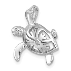 Sterling Silver Rhodium-Plated Polished Flower Back Turtle Chain Slide PLP-360