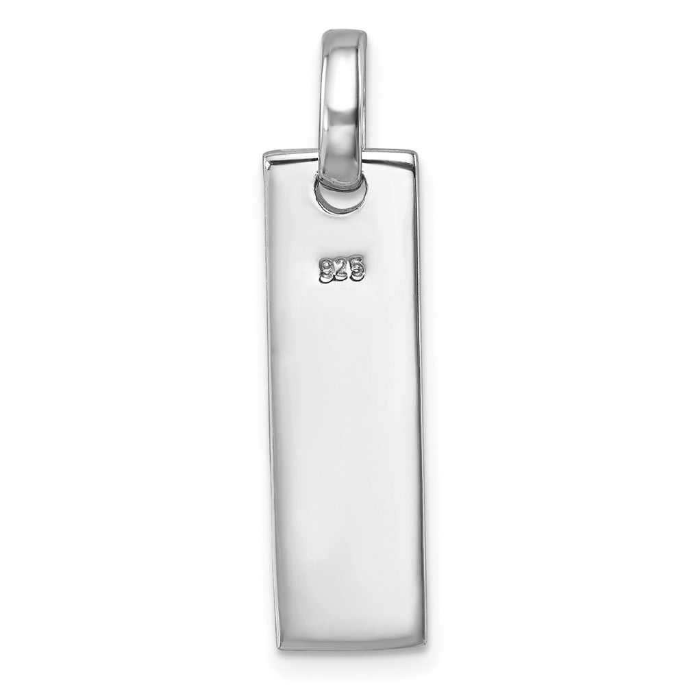 Sterling Silver Rhodium-Plated Antiqued Swimming Turtles Rectangle Pendant PLP-407