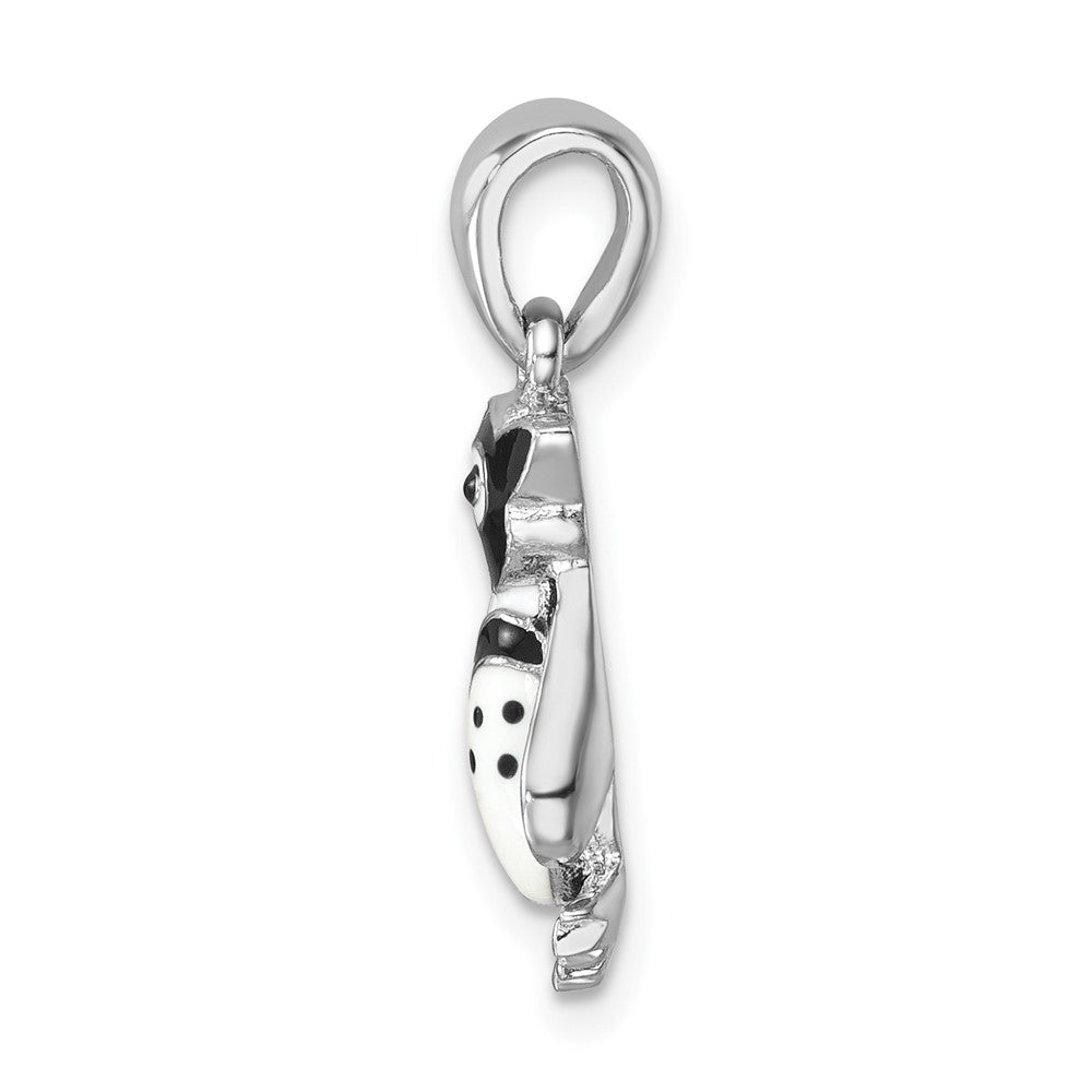 Sterling Silver Rhodium-plated Polished Enamel Penguin Pendant PLP-416