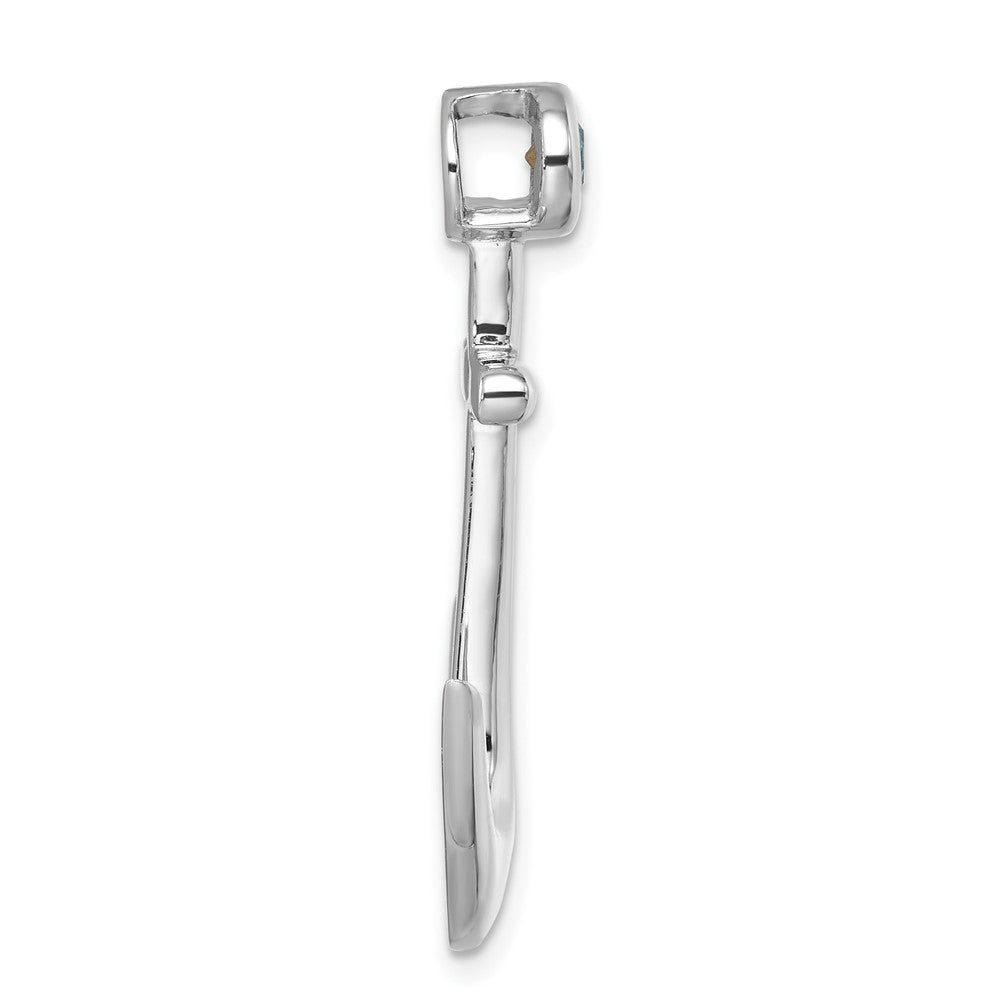 Sterling Silver Rhodium-Plated Polished Crystal Anchor Chain Slide PLP-465