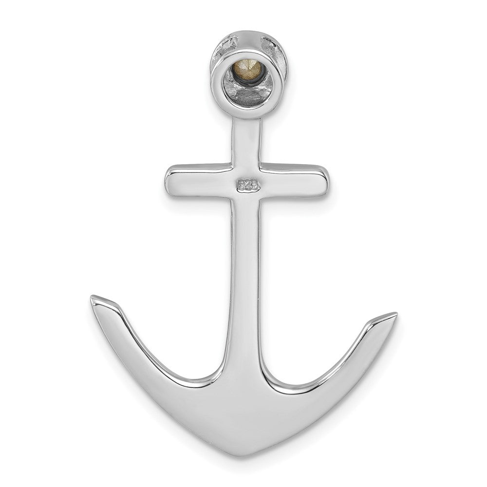 Sterling Silver Rhodium-Plated Polished Crystal Anchor Chain Slide PLP-465