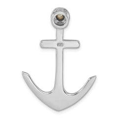 Sterling Silver Rhodium-Plated Polished Crystal Anchor Chain Slide PLP-465