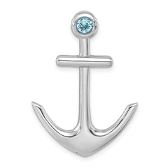 Sterling Silver Rhodium-Plated Polished Crystal Anchor Chain Slide PLP-465