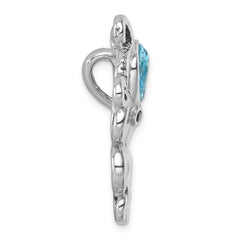 Sterling Silver Rhodium-plated Polished Blue Crystal Octopus Chain Slide PLP-510