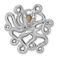 Sterling Silver Rhodium-plated Polished Blue Crystal Octopus Chain Slide PLP-510