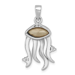 Sterling Silver Rhodium-plated Polished Crystal and CZ Jelly Fish Pendant PLP-515