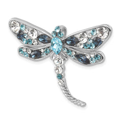 Sterling Silver Rhodium-plated Polished Crystal Inlay Dragonfly Chain Slide PLP-532