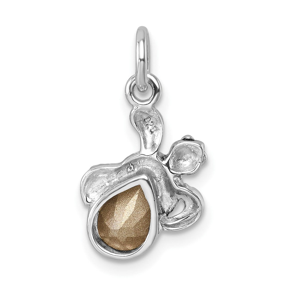 Sterling Silver Rhodium-Plated Antiqued Crystal Hatching Turtle Pendant PLP-553