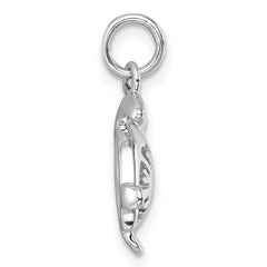 Sterling Silver Rhodium-Plated Tiny Turtle with Flower Back Pendant PLP-611