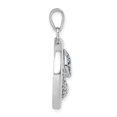 Sterling Silver Rhodium-Plated Polished CZ Wave Pendant PLP-657