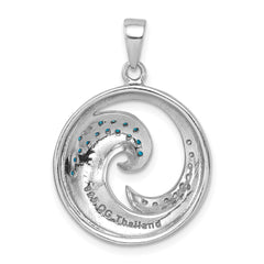 Sterling Silver Rhodium-Plated Polished CZ Wave Pendant PLP-657