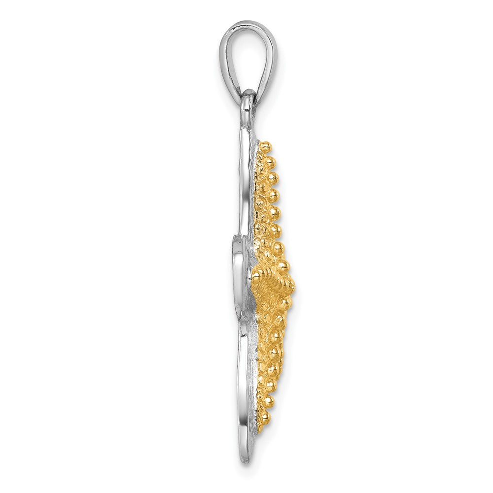 Sterling Silver Rhodium-plated Polished Gold-tone Star Fish Pendant PLP-728