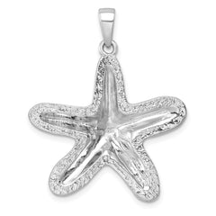 Sterling Silver Rhodium-plated Polished Gold-tone Star Fish Pendant PLP-728