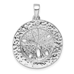 Sterling Silver Rhodium-plated Gold-tone Textured Sand Dollar Pendant PLP-729