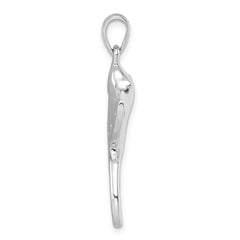 Sterling Silver Rhodium-plated Polished CZ Sting Ray Pendant PLP-762