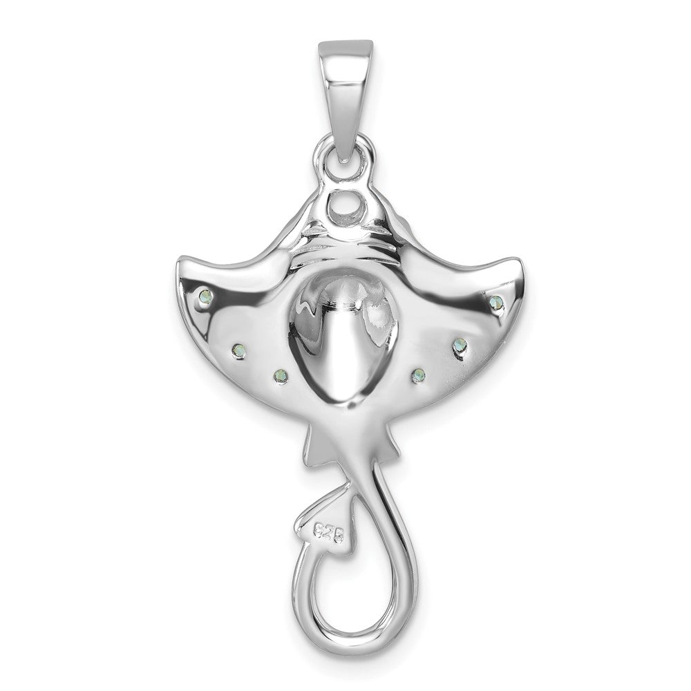 Sterling Silver Rhodium-plated Polished CZ Sting Ray Pendant PLP-762