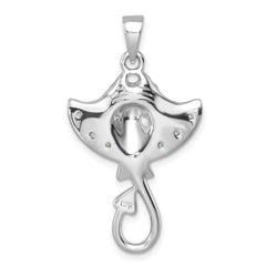 Sterling Silver Rhodium-plated Polished CZ Sting Ray Pendant PLP-762