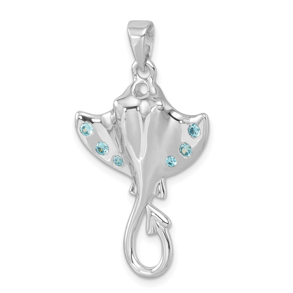 Sterling Silver Rhodium-plated Polished CZ Sting Ray Pendant PLP-762