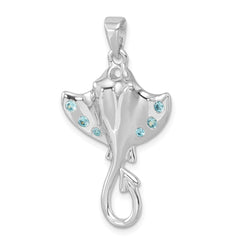 Sterling Silver Rhodium-plated Polished CZ Sting Ray Pendant PLP-762